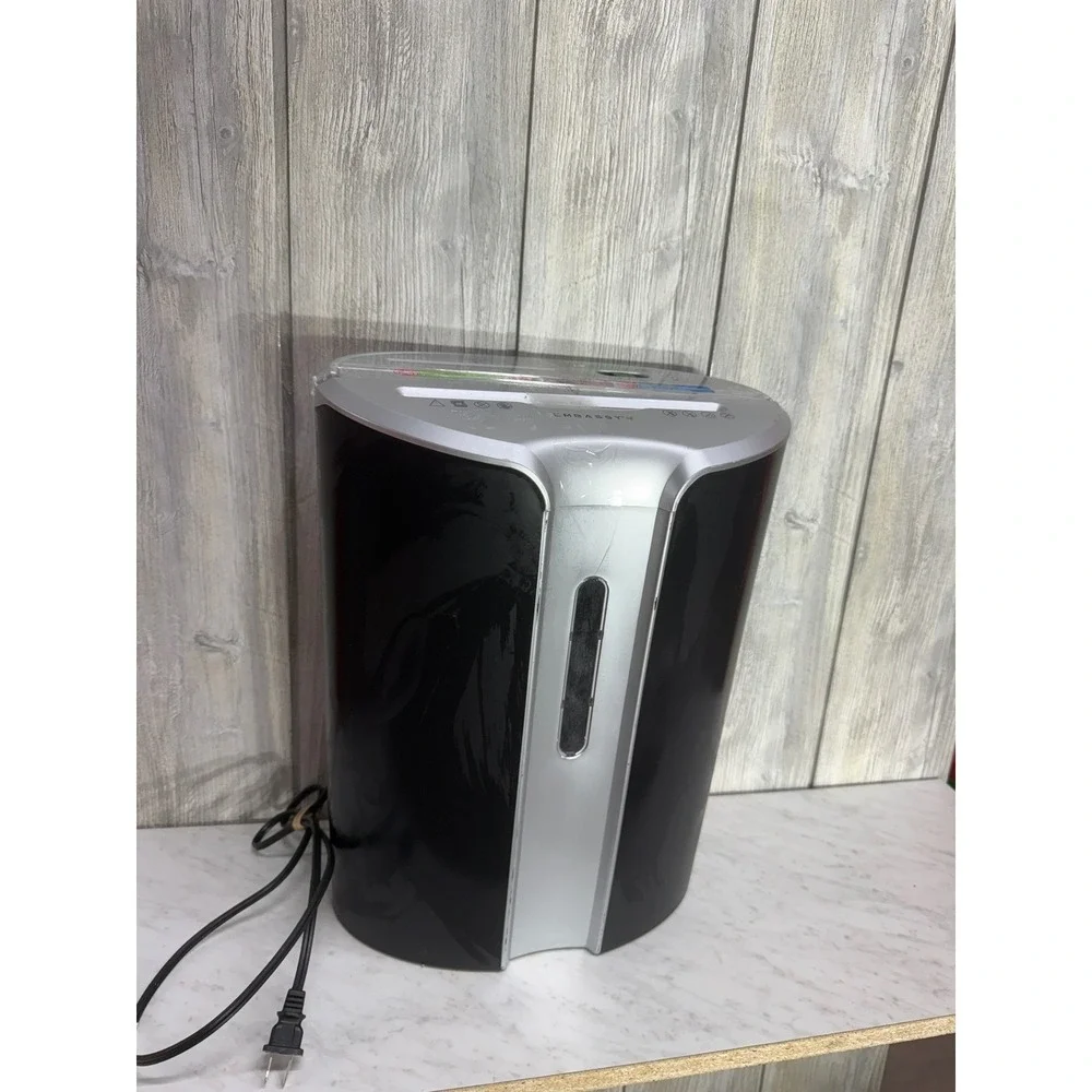 Embassy GoECO Paper Shredder Black Silver Overfeed Prevention Technology